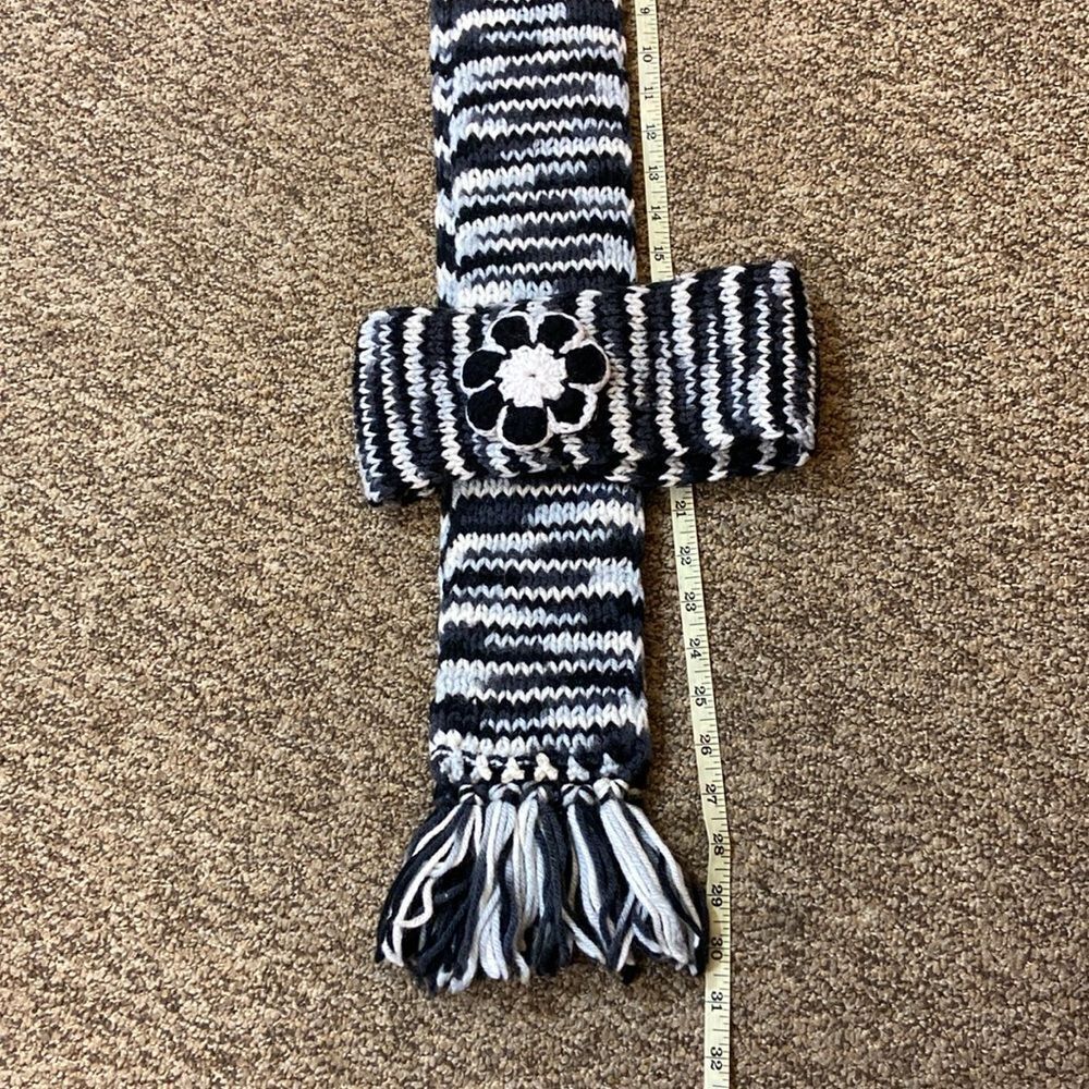 Handmade Striped Black and White Women Scarf and Headband Set